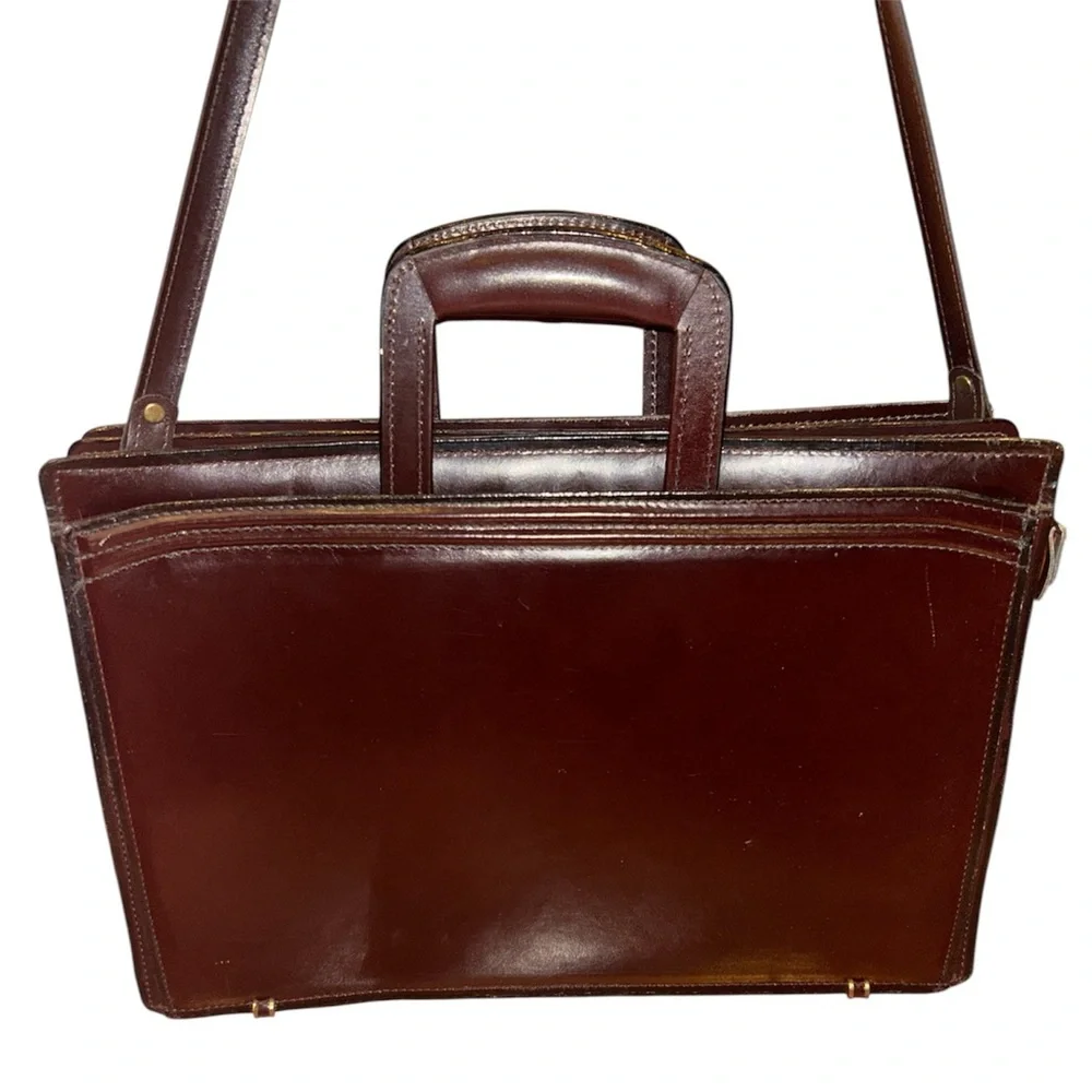 RKS Vintage Attache Briefcase Work Bag Leather Multi Compartments Messenger